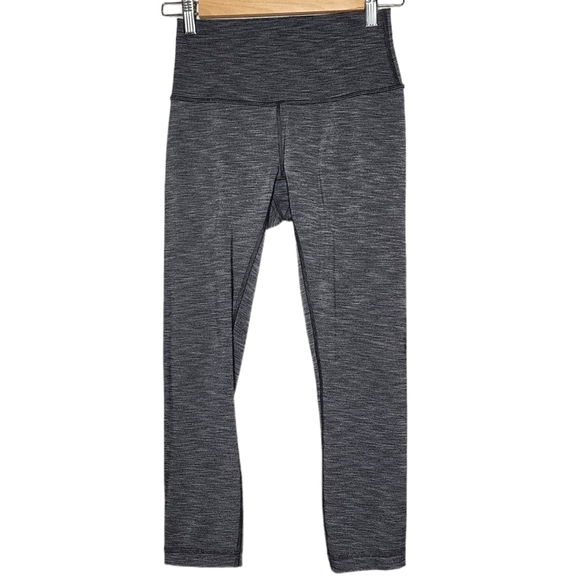 Lululemon Wunder Under high rise crop size 4 Heather black - Picture 2 of 9